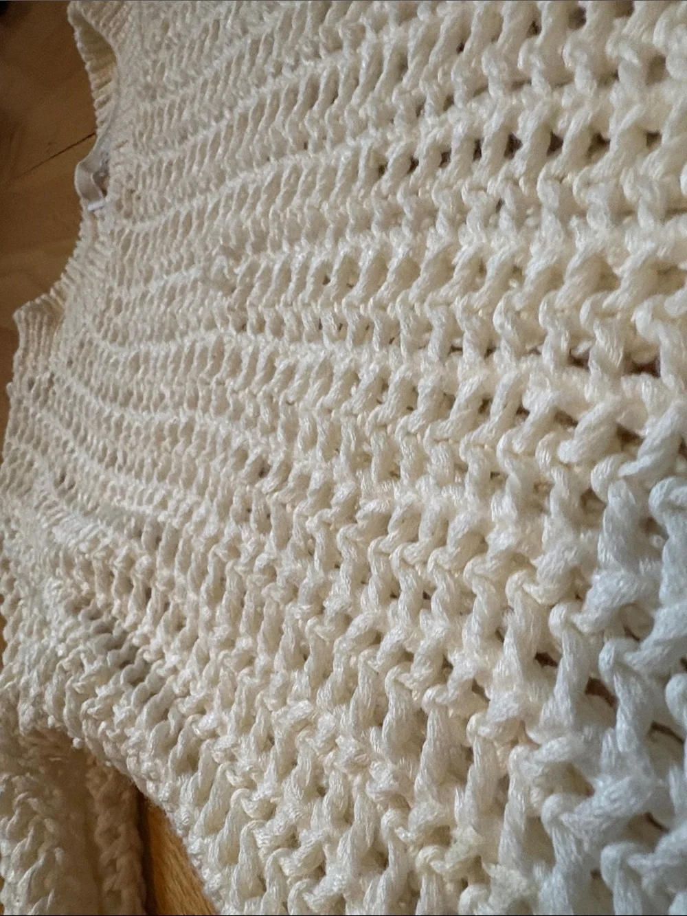 Michael kors Cream Open-Knit Layered Hem Sweater